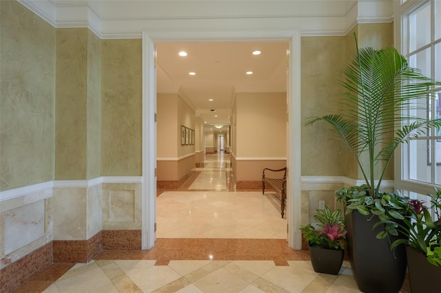 corridor with ornamental molding