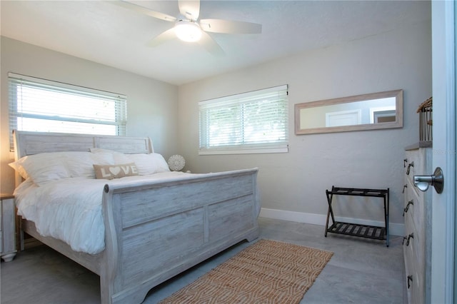 bedroom featuring ceiling fan