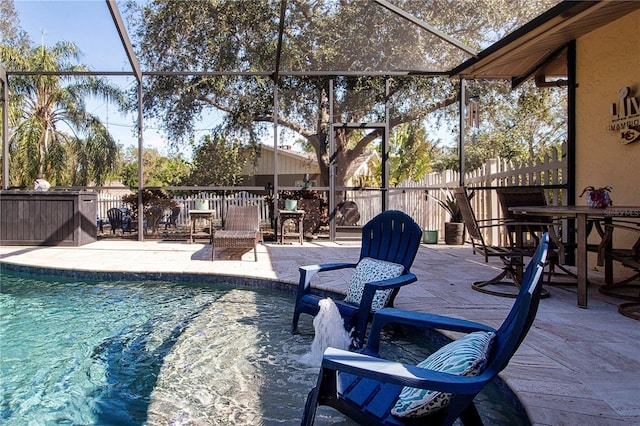 view of patio / terrace featuring a fenced in pool