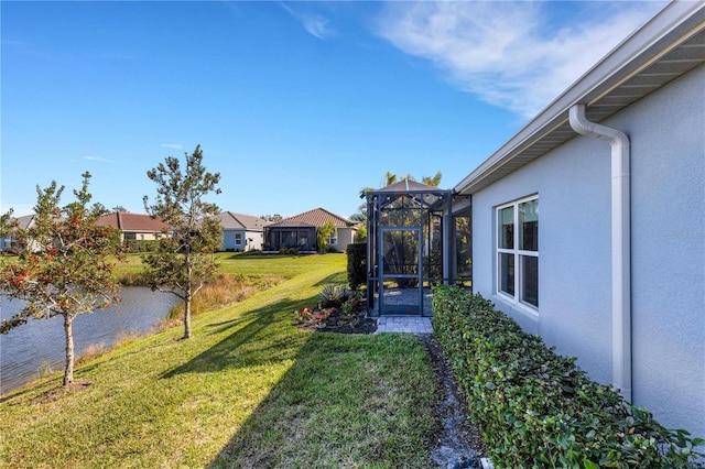 view of yard featuring a lanai