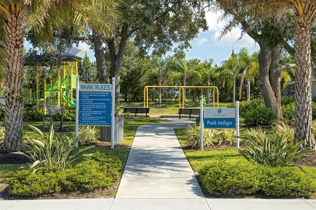 view of community featuring playground community