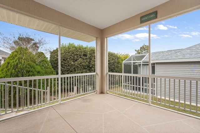 view of unfurnished sunroom