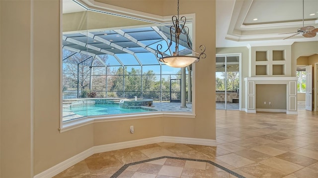 view of pool with ceiling fan