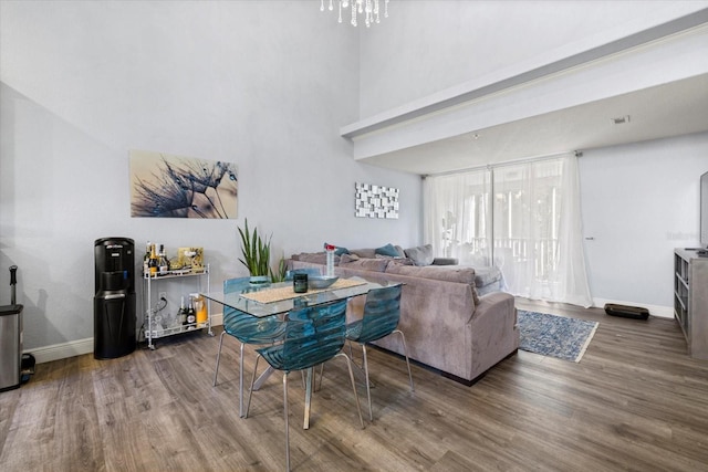 living room featuring dark wood-type flooring