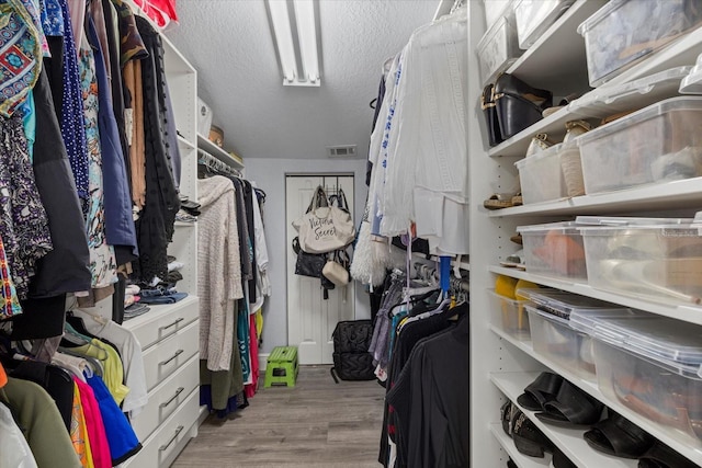 walk in closet featuring light hardwood / wood-style floors