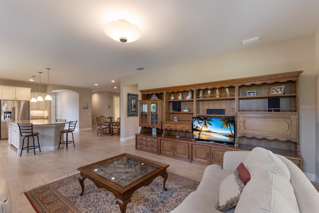 view of tiled living room