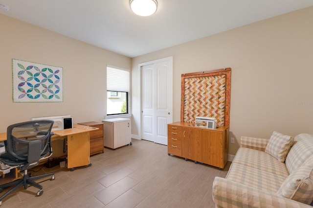 office featuring light hardwood / wood-style flooring