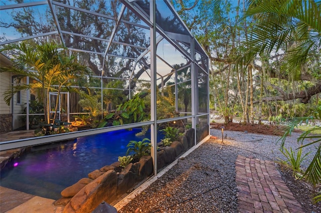 outdoor pool with a lanai