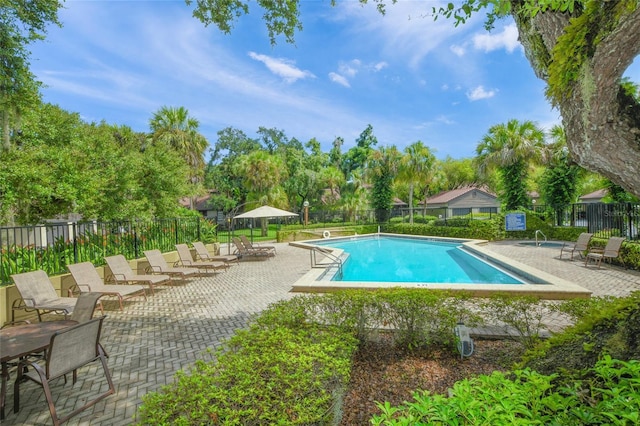 view of pool featuring a patio area