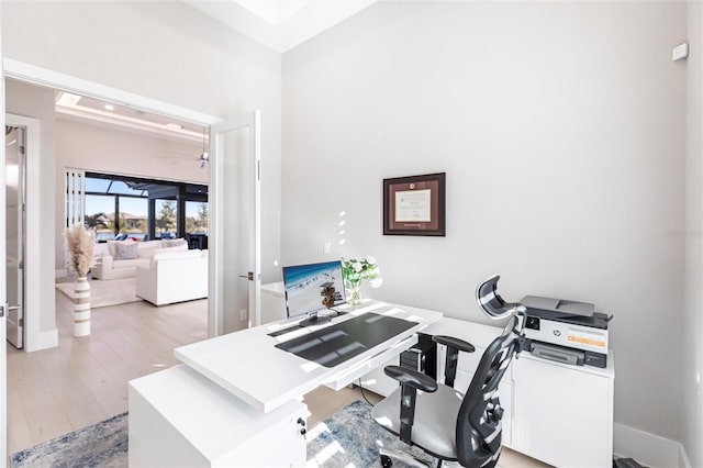 office featuring light hardwood / wood-style flooring