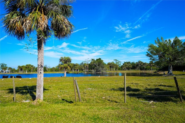 view of yard featuring a water view