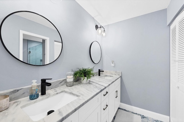 bathroom featuring vanity and tile patterned floors