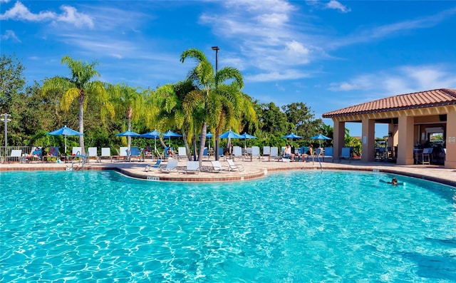 view of pool with a patio