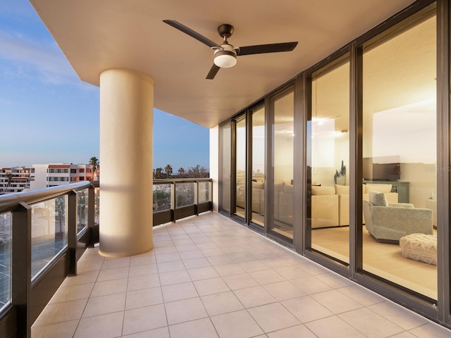 balcony with ceiling fan