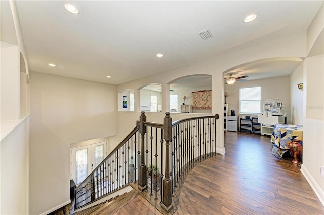 hall featuring dark wood-type flooring