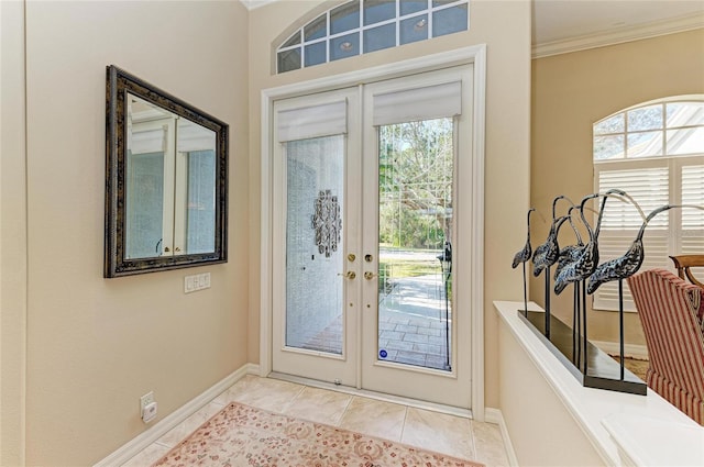 7215 Treymore Ct, Sarasota, FL 34243 - doorway featuring light tile patterned floors, a wealth of natural light, and french doors
