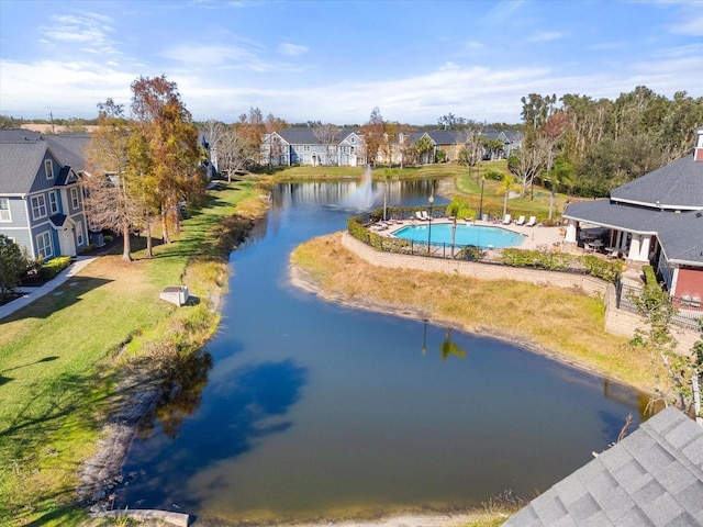 bird's eye view featuring a water view