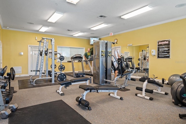 gym featuring ornamental molding