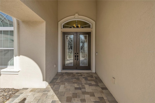 property entrance with french doors