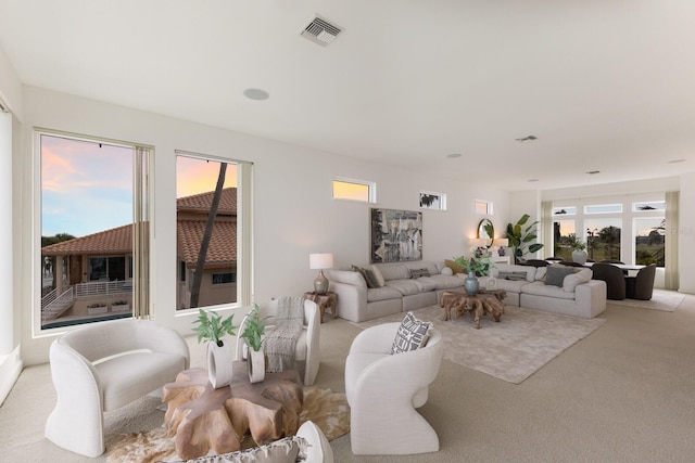 living room featuring carpet floors