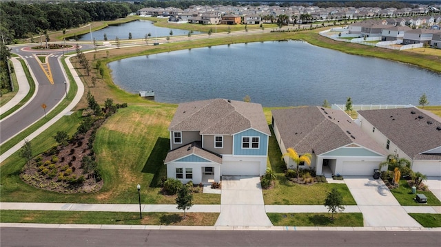 bird's eye view featuring a water view