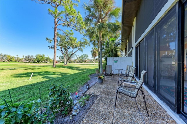 view of yard with a patio area