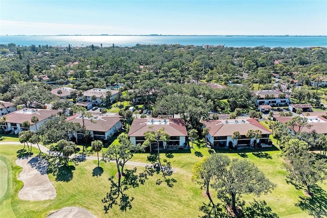 bird's eye view featuring a water view