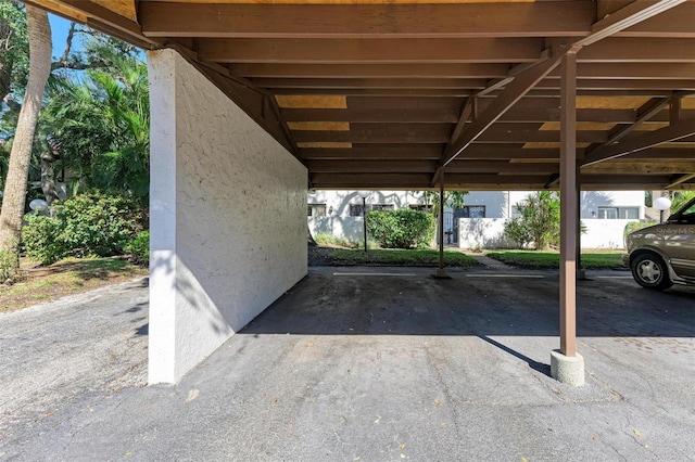 view of covered parking lot