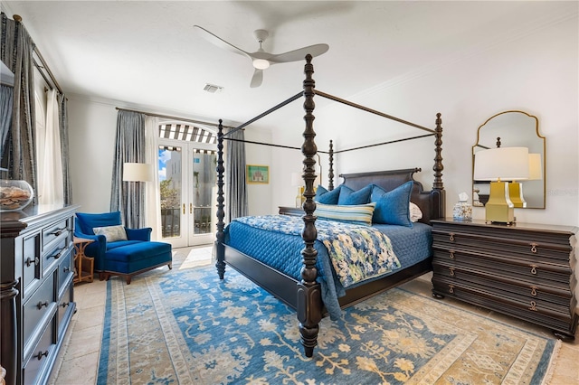 bedroom featuring french doors and access to exterior