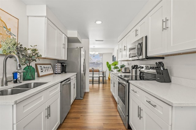 kitchen featuring sink, white cabinets, and appliances with stainless steel finishes