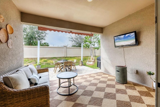 view of patio / terrace with an outdoor living space and grilling area