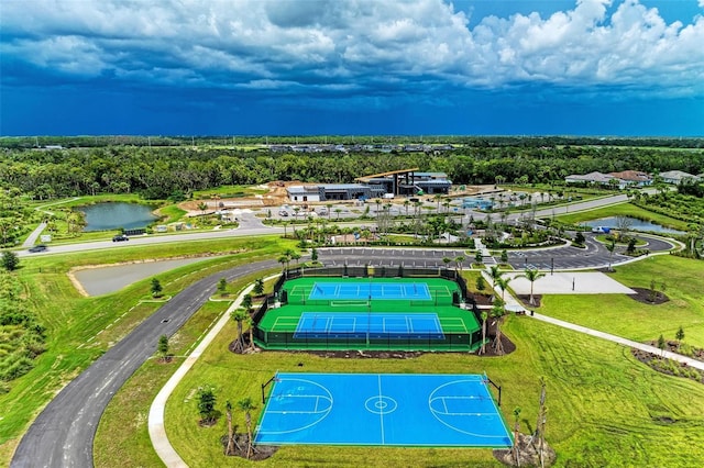 bird's eye view featuring a water view