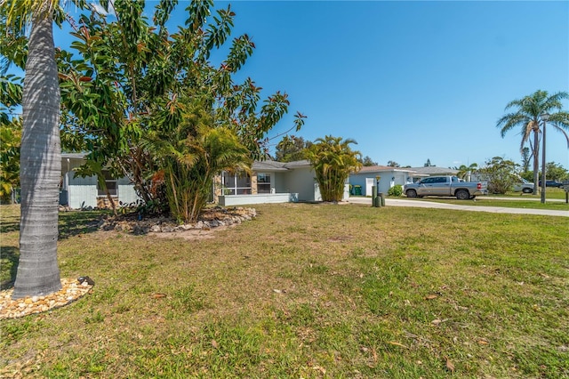 view of front of home with a front yard