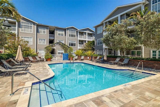 view of pool featuring a patio area