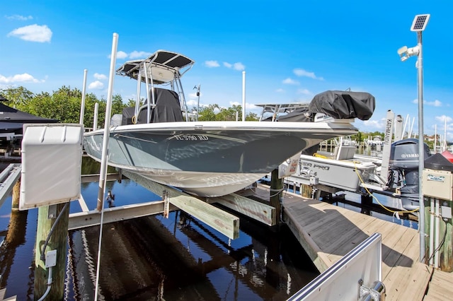 dock area featuring a water view