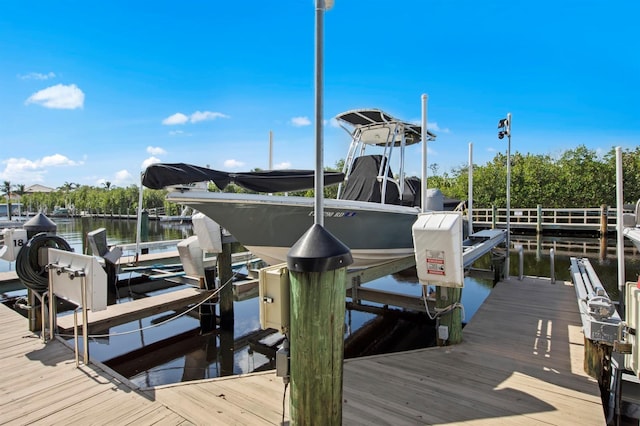 view of dock featuring a water view