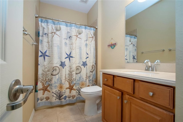 bathroom featuring tile patterned floors, toilet, and vanity