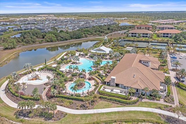 bird's eye view featuring a water view