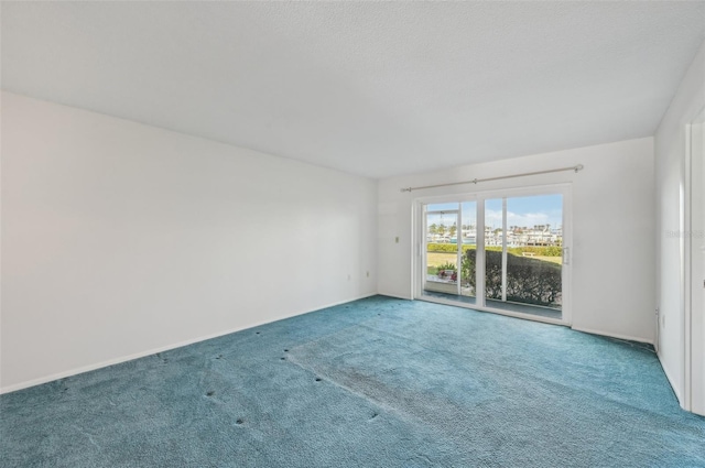 spare room featuring carpet floors and a textured ceiling