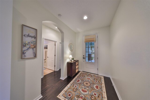 entrance foyer with dark wood-type flooring