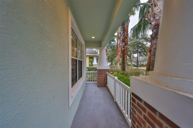 balcony featuring a porch