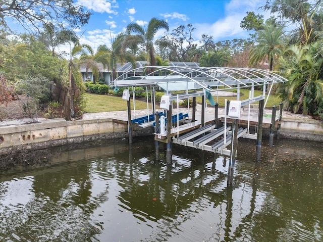 view of dock featuring a water view