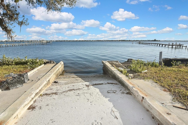 water view featuring a boat dock