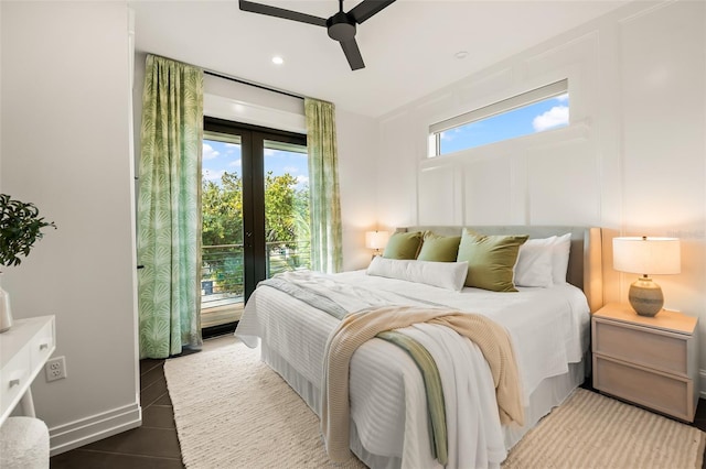 bedroom featuring ceiling fan