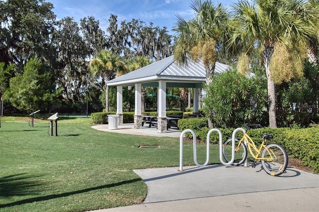 surrounding community featuring a yard and a gazebo