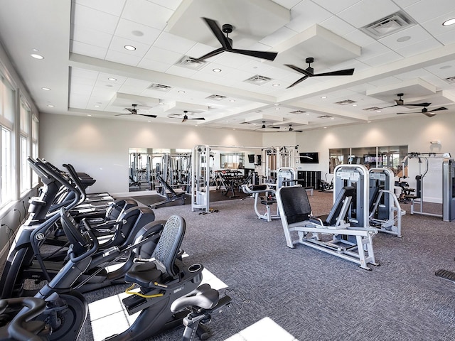 gym featuring a drop ceiling