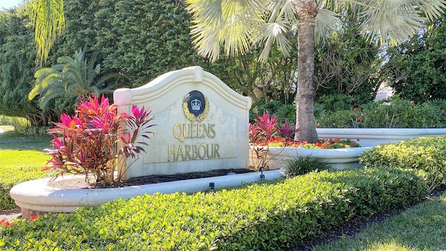 view of community sign