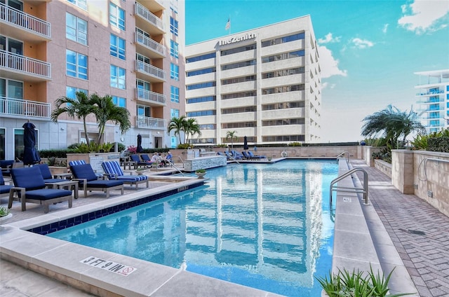 view of pool with a patio