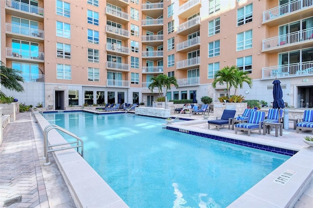 view of pool with a patio area