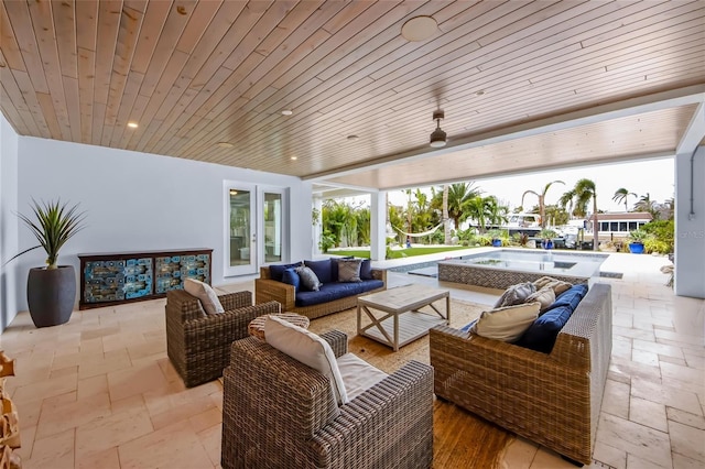 view of patio / terrace featuring an outdoor hangout area and french doors